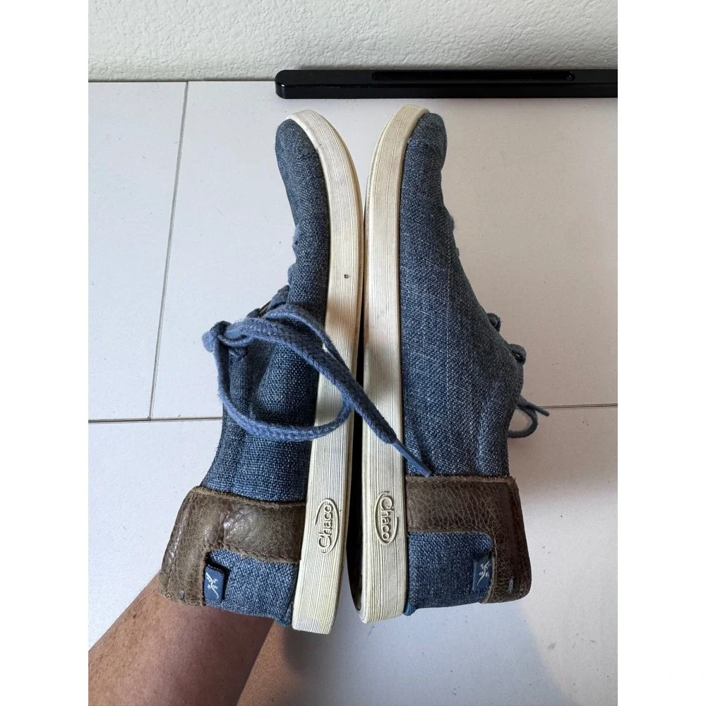 Chaco Kanarra Sneakers Women 8.5 Blue‎ Canvas Leather Trim Comfort Minimalist